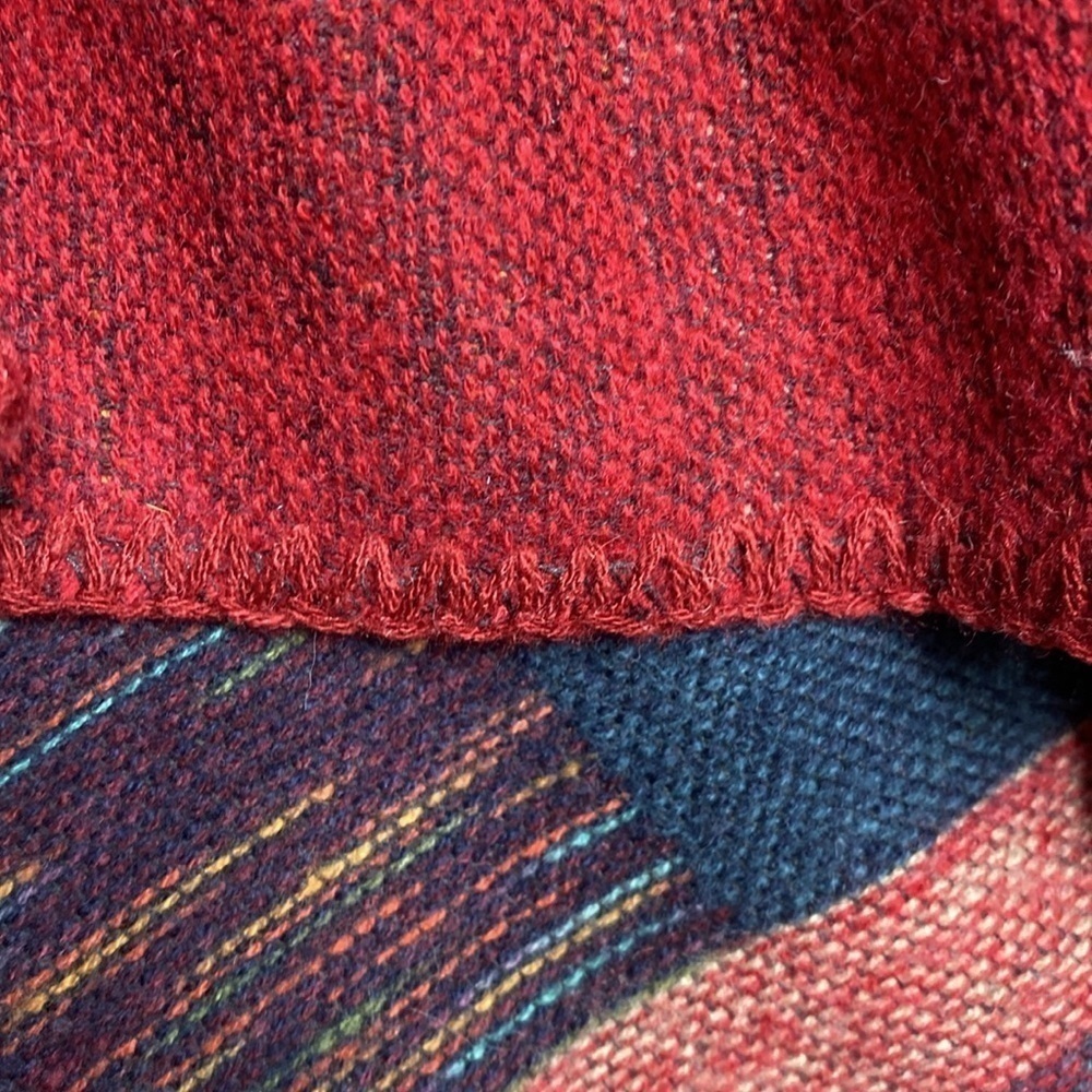 Desheng wrap poncho kimono duster in southwestern color block patchwork ruana - Picture 5 of 5
